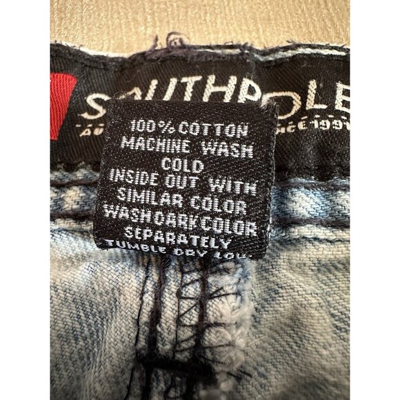 SouthPole Y2K Streetwear Men Jeans 32x30 Distressed Light Acid Wash HipHop Urban - Picture 7 of 7